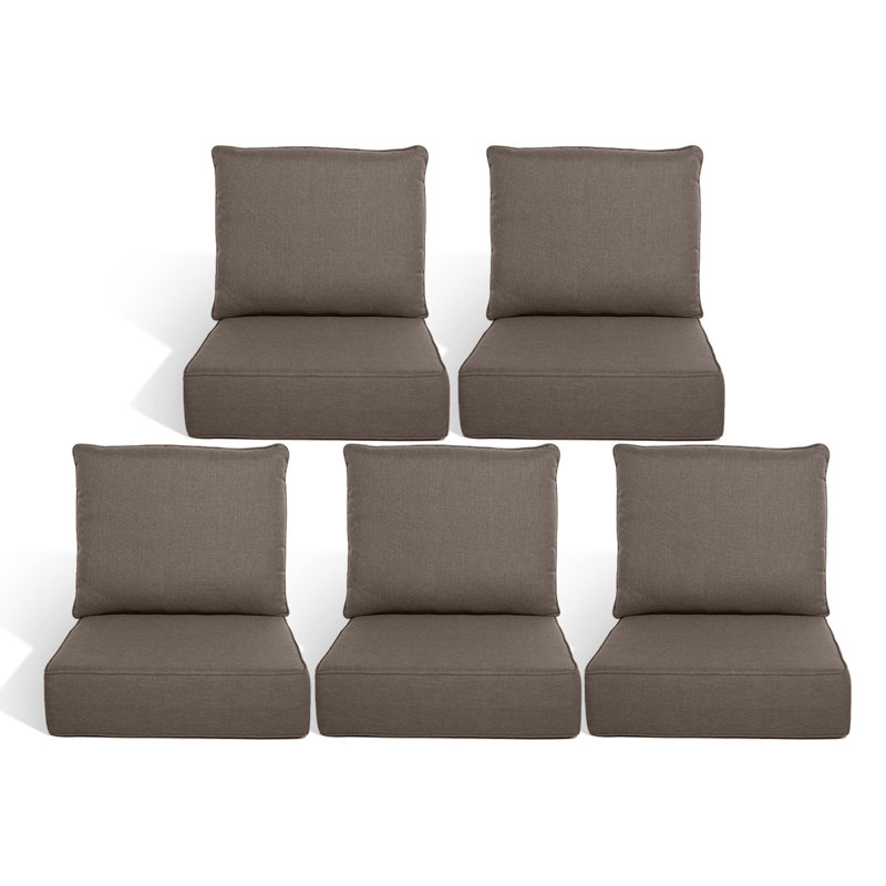 Coussin de siège / dossier de remplacement pour l'extérieur 6 po, 5, L 22 po x P 24 po, Taupe