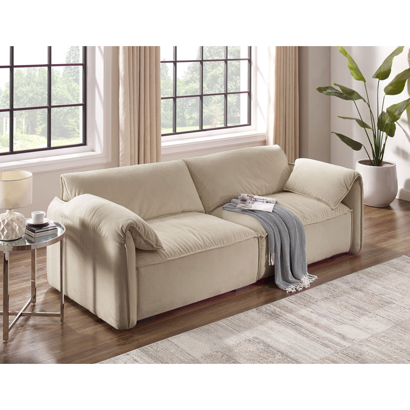 Ericia Upholstered 88.6'' Sofa, Natural Wheat 100% Polyester
