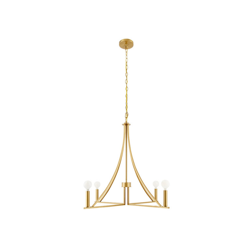 Lustre 4 lumières Meridian en laiton naturel, Laiton naturel