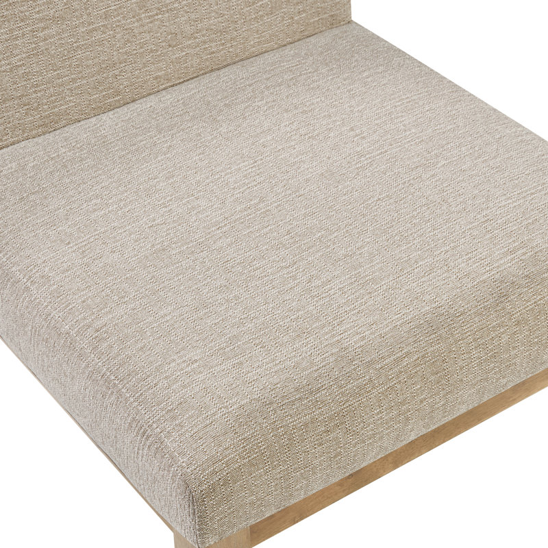 Upholstered Low Back Rubber Wood Bobbin Legs Dining Chair, Cream, 4, Walnut