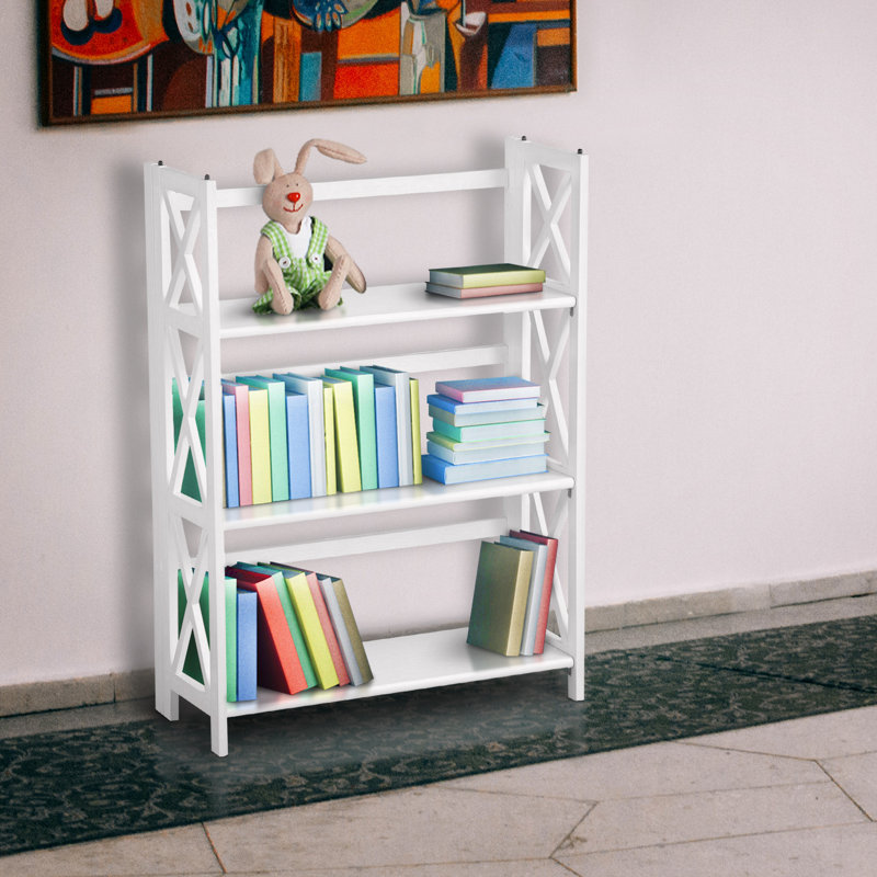 Bibliothèque pliante à 3 tablettes, Blanc