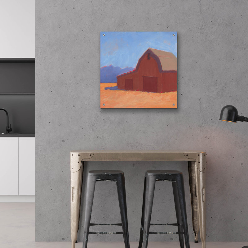 Art mural en verre épique «Rustic Hayven 1» par Carol Young, 24 po x 24 po, H 24 po x l 24 po