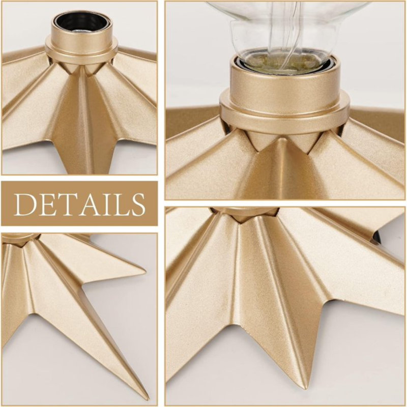 11.8" Flush Mount Ceiling Light Metal Star Fixtures with Gold Modern Globe Glass for Living Room Bedroom, Gold