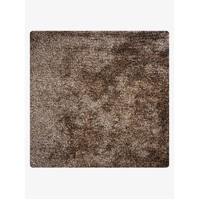 Stiner HAND TUFTED SHAG POLYESTER ECO-FRIENDLY AREA RUGS - Square | Beige & Brown Color | Solid Design | Area Rugs for Living room, Bedroom