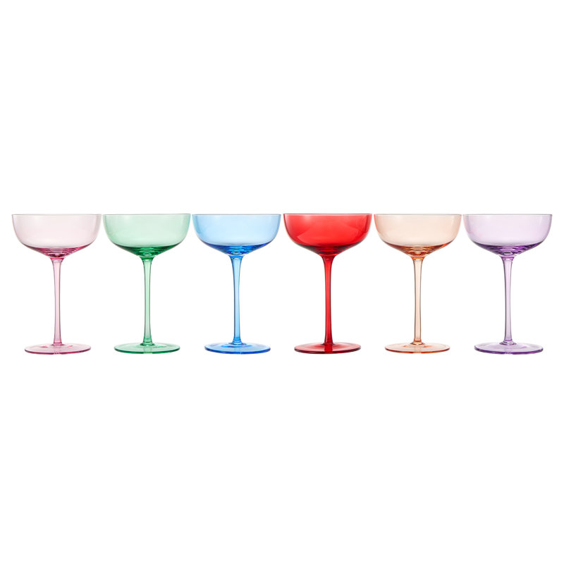 Ensemble de verres coupés colorés | Ensemble de 6 | 7 oz chacun