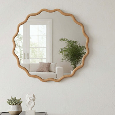 Miroir rectangulaire en bois massif, bois naturel