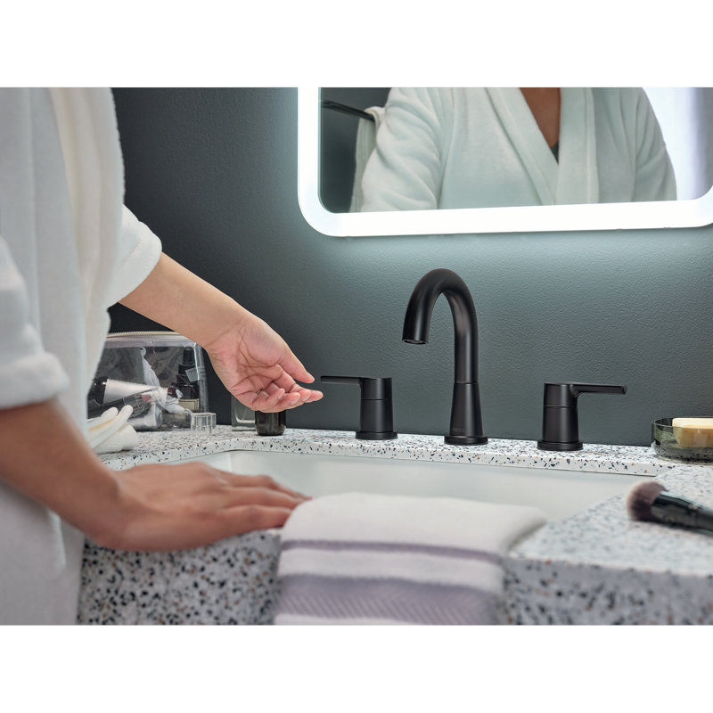 2-handle Bathroom Faucet with Drain Assembly, Matte Black