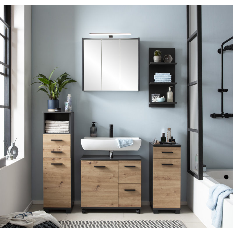 Hafley 65mm W 62.7mm H Wall Mounted Required Frameless Medicine Cabinet Mirror Adjustable, Anthracite