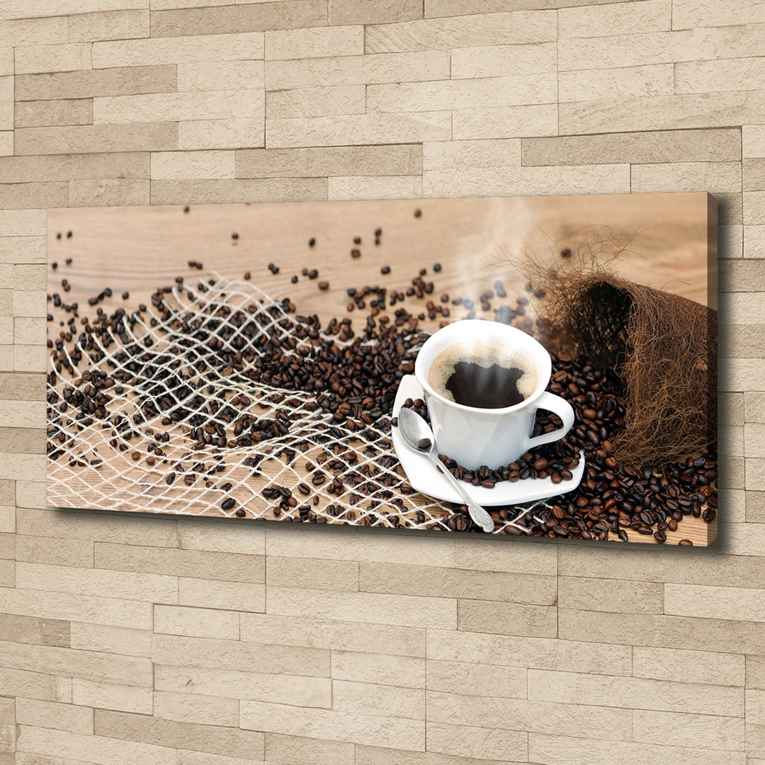 Kaffee und Kaffeebohnen - Ungerahmte Fotografie auf Leinwand