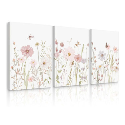 Fleur sauvage, art mural, aquarelle rose, peinture de bébé, chambre de bébé, reproduction de fleur de bohème, impression de fleurs sauvages pour chambre