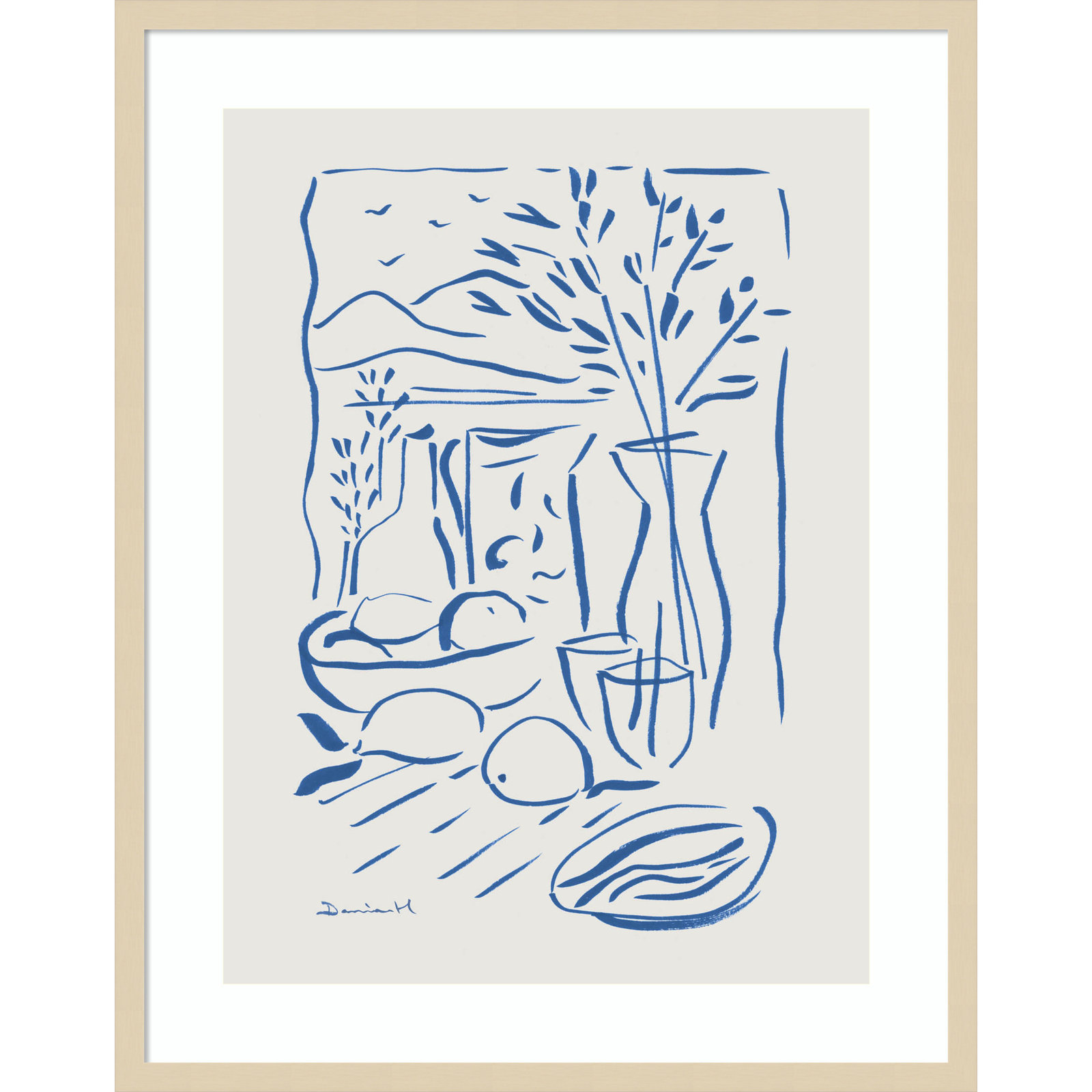 Mediterranean View by Dan Hobday Wood Framed Wall Art Print, 33" H x 26" W, Brown Framed