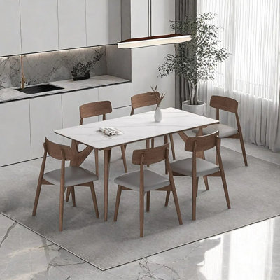Modern rock plate dining table and chair set