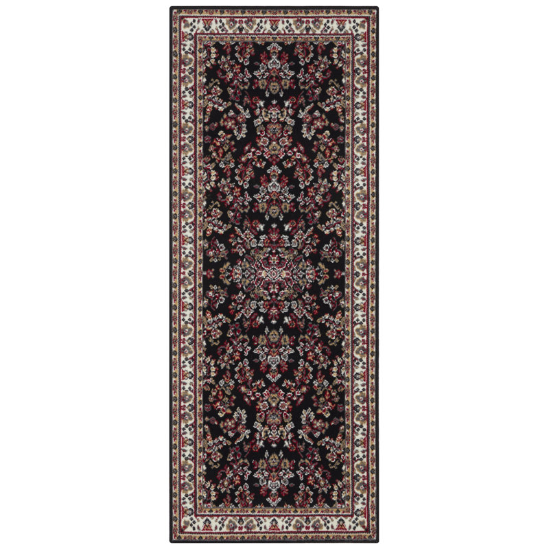 Zabul Tufted Black/Pink/Red Rug, Runner 80cm x 250cm