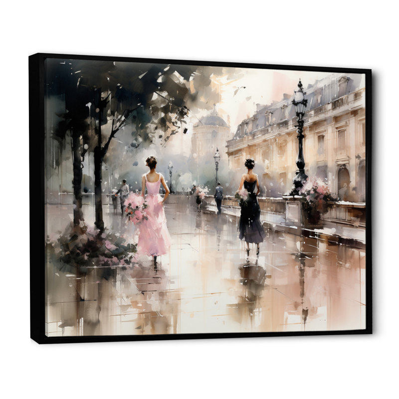 Impression sur toile Fashion Impressionist Elegance I, Reproduction avec cadre flottant, H 30 po x l 40 po, Noir