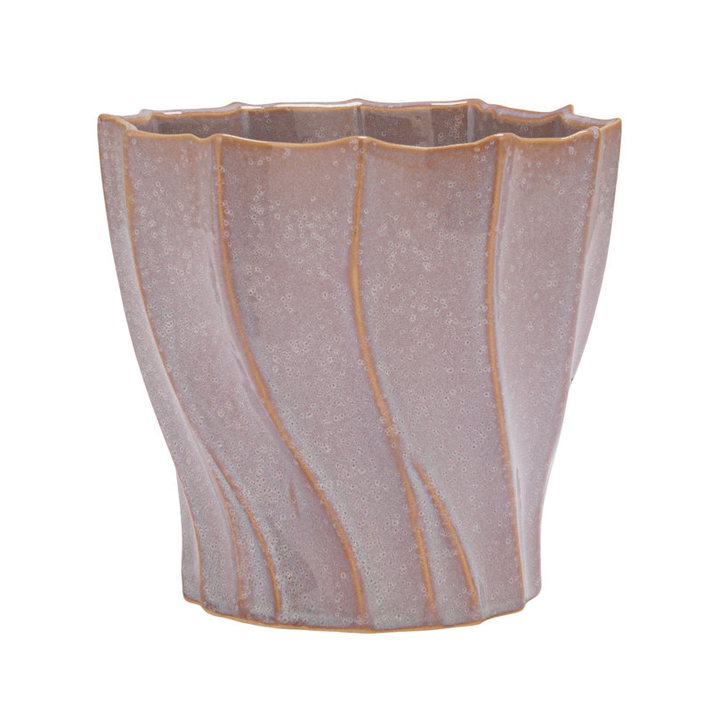 Stoneware Swirled Planter In Reactive Glaze, Purple