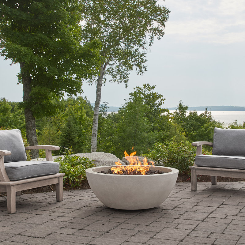 Eldora Round Concrete Fire Pit by Jensen Co, 14" H x 38" W x 38" D, Fog, Natural Gas