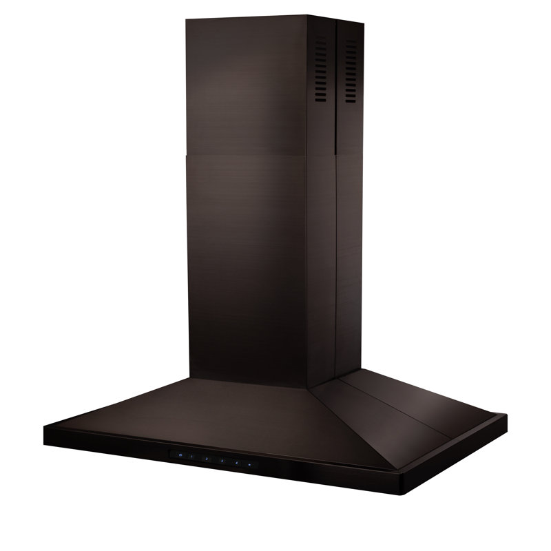 36'' Black Stainless Steel Convertible Island Range Hood