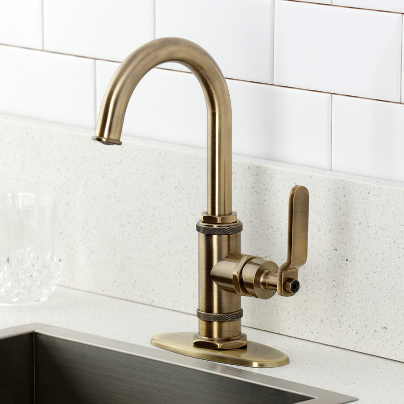 Kingston Brass Whitaker Single-Handle 1-Hole Deck Mount Bar Faucet, Antique Brass