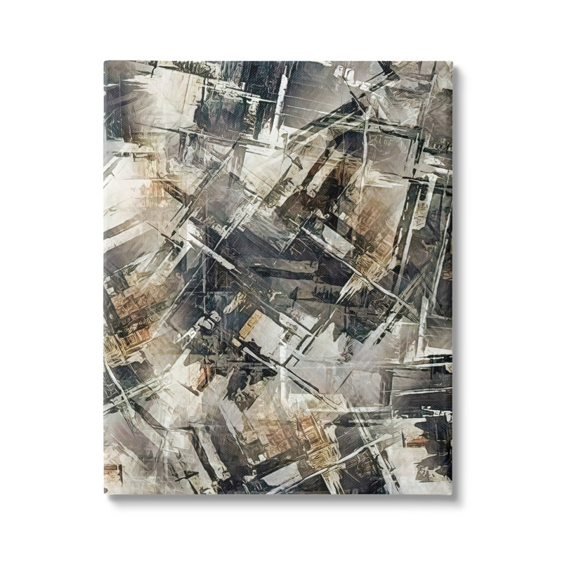 Concept industriel complexe abstrait, illustration moderne, blanc par atelier Alpenglow, L 16 po x H 20 po, Toile tendue