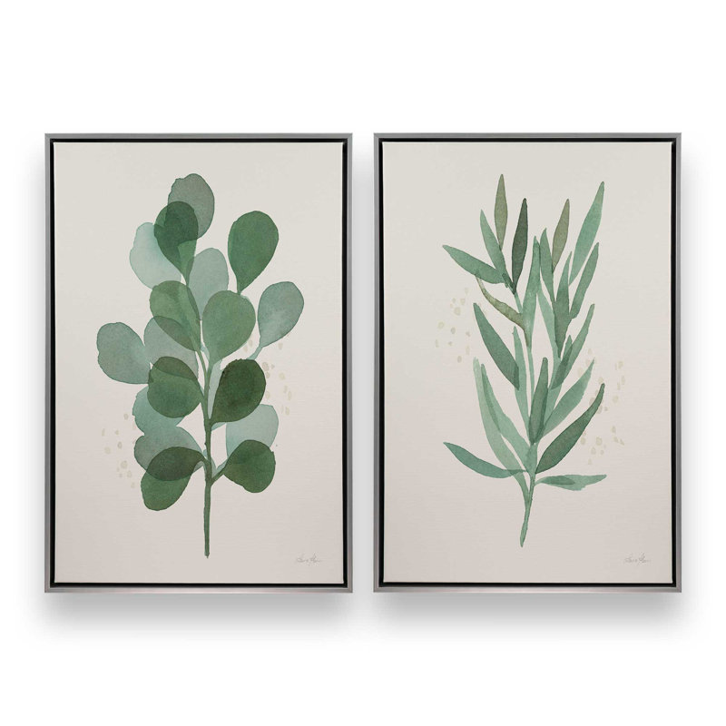 Ensemble d'impressions Green Leaf, H 49 po x l 66 po, Cadre flottant en chrome poli