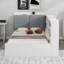 Lit plateforme simple en bois avec tête de lit, tablettes et 2 tiroirs-575165669