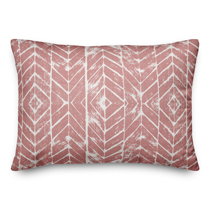 Distress Chevron 16 Outdoor Rectangular Pillow Cover & Insert, Pink