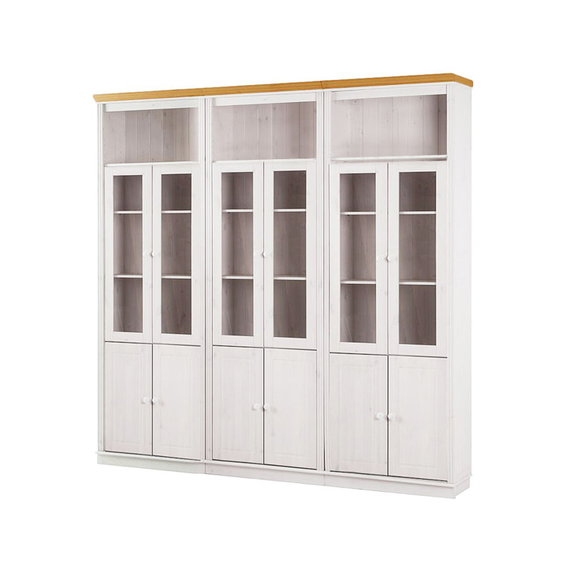 Demetricia 223cm H x 222cm W Library Bookcase, Brown/White