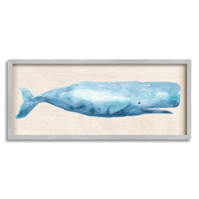 Baleine rustique bleue par June Erica Vess, H 20 po x l 48 po x P 1,5 po, Toile tendue
