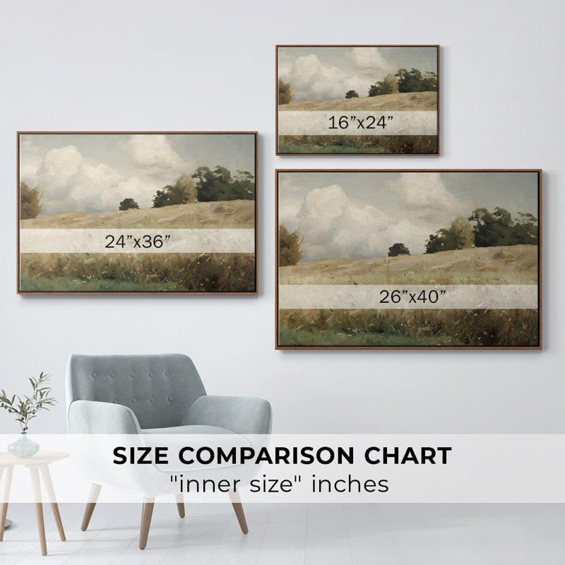Paysage rétro - DCCCLXIV - reproduction encadrée sur toile, Noyer, H 27 po x l 41 po