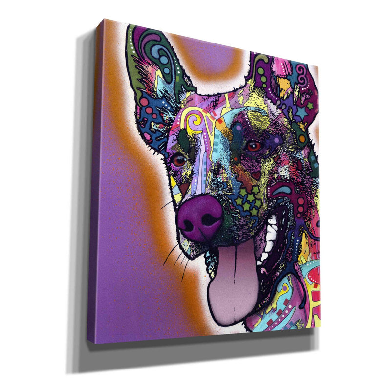 «Malinois» par Dean Russo, estampe numérique sur toile, H 30 po x l 26 po x P 1,5 po