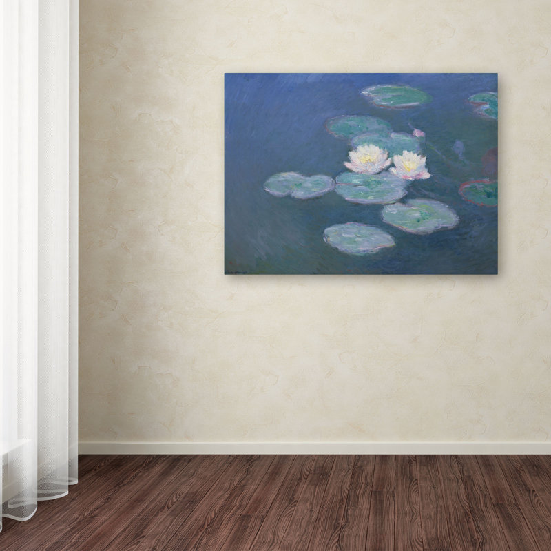 «Waterlilies Evening» par Claude Monet - reproduction d'art sur toile, H 24 po x l 32 po x P 2 po