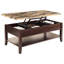 Table de salon avec plateau de rangement en faux bois de cerisier foncé avec tablette de rangement