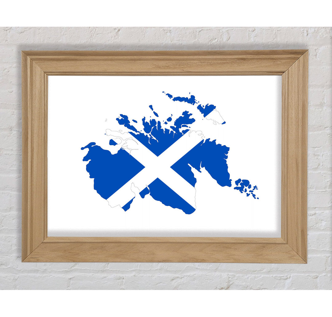 Gerahmtes Leinwandbild Scottish Flag Over Map 1