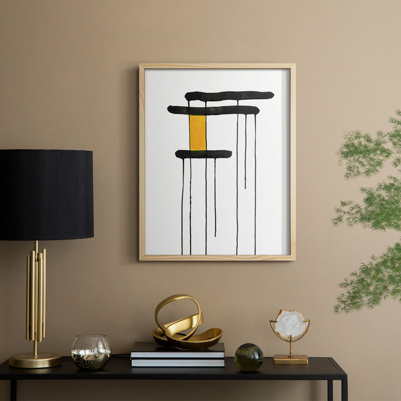 Golden Waterfall I, reproduction encadrée - bois massif, H 21 po x l 17 po, Naturel