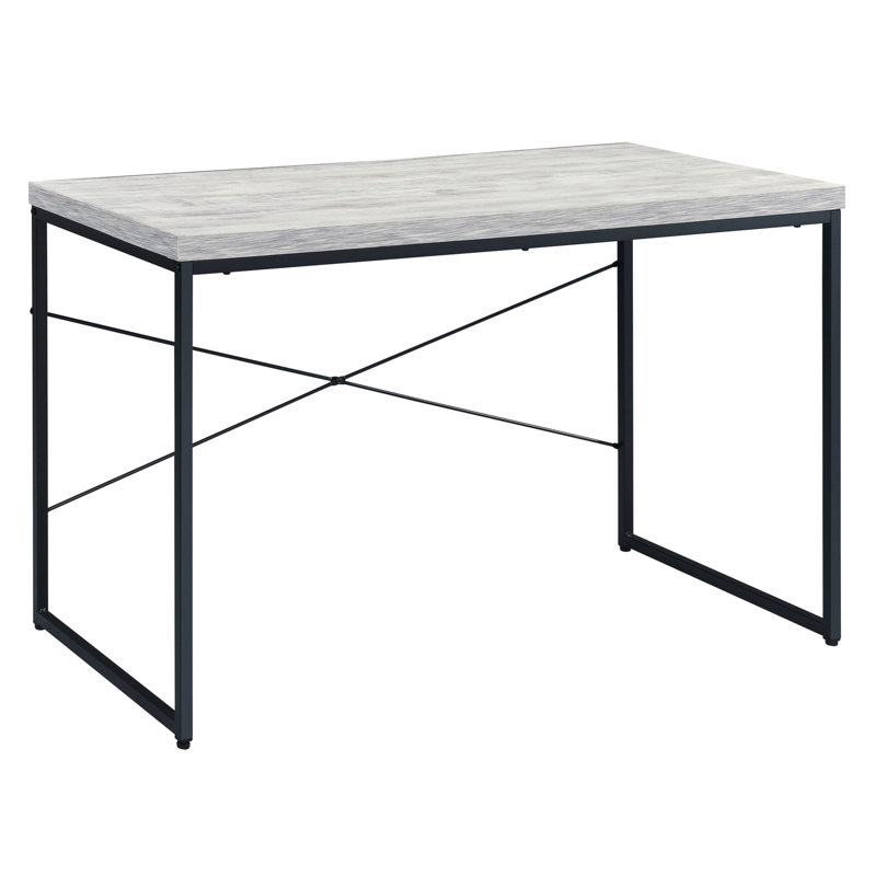 Bureau d'écriture antique blanc et noir avec base en métal, Gris