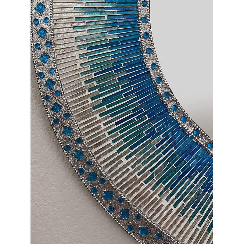 Maina Glass Flat Wall Mirror, Turquoise