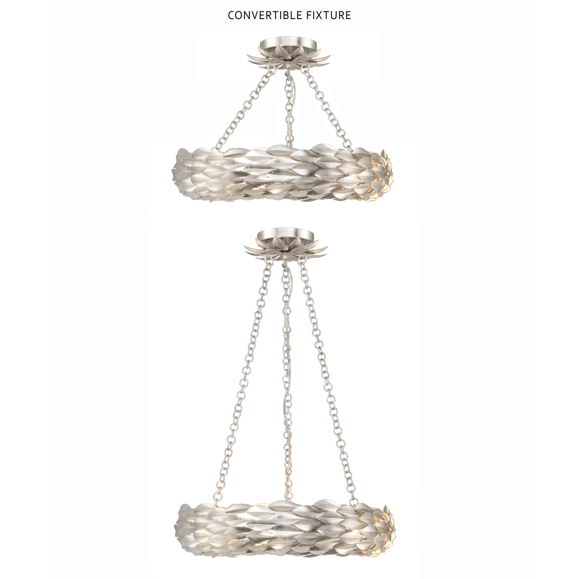 6 - Light Metal Dimmable Chandelier, Antique Silver