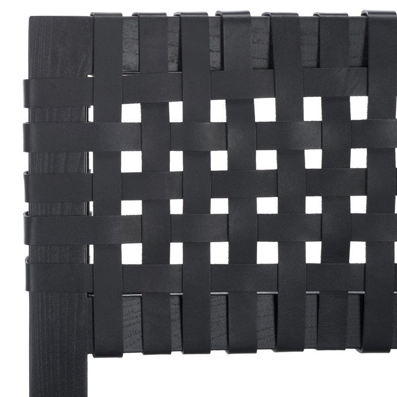Leather Counter Stool, Black/Black