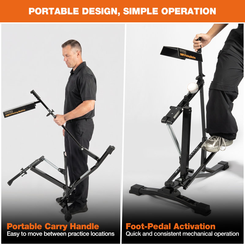 50MPH Pitching Machine, Mechanical Baseball & Softball Pitching Machine