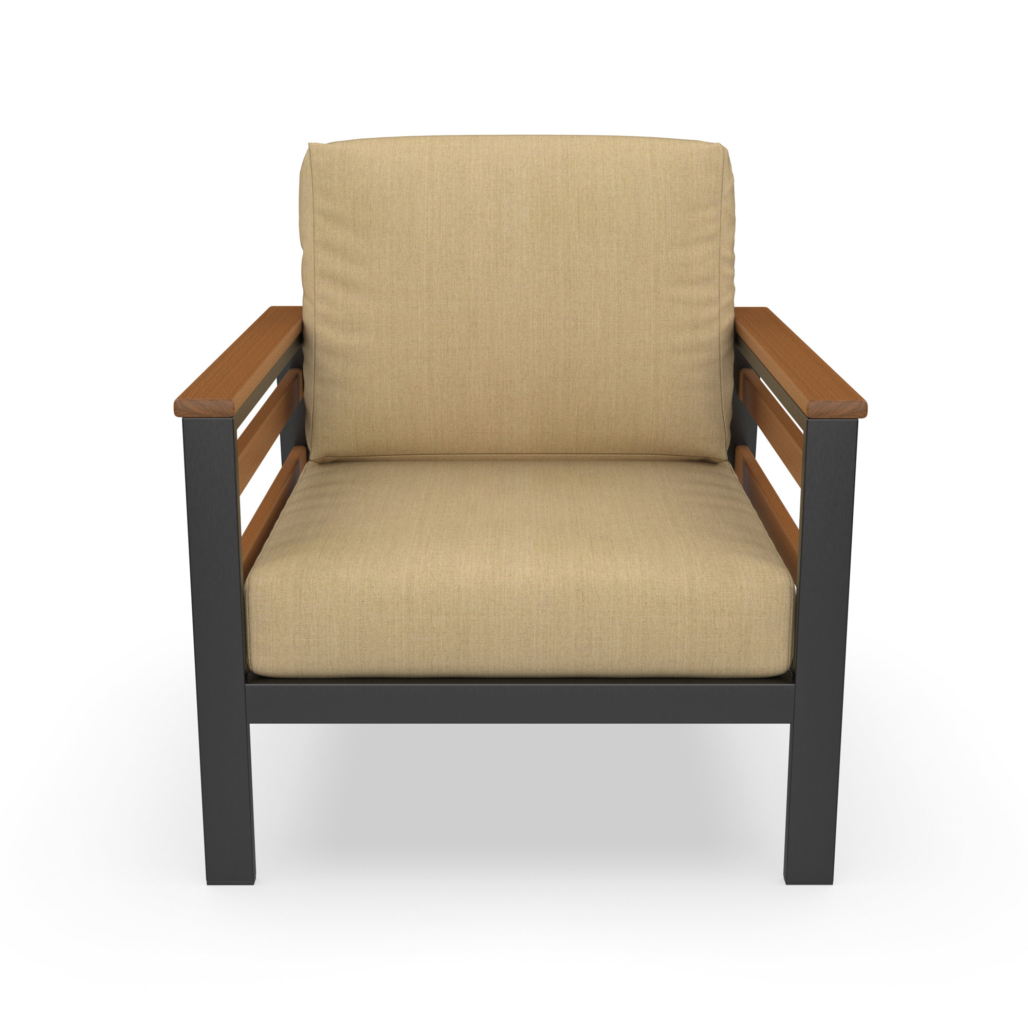 Townsend Patio Chair with Sunbrella® Cushions, Sunbrella Cavnas Heather Beige, Brown