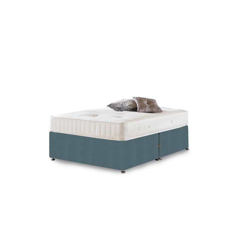 Asia Hilton Orthopaedic Divan Bed, Small Single, 2 Drawers, Sky Plush Velvet