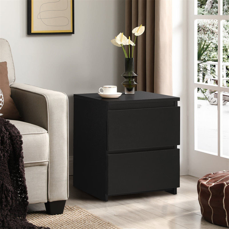 Emnet 40cm W Manufactured Wood Bedside Table, Black