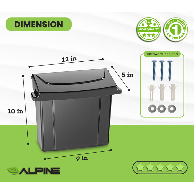 Réceptacle de serviettes hygiéniques en plastique durable, Noir