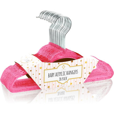 Cintres 20 pièces en acrylique à paillettes roses pour enfants avec encoches antidérapantes