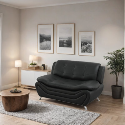 60'' Faux Leather Minimalist Loveseat