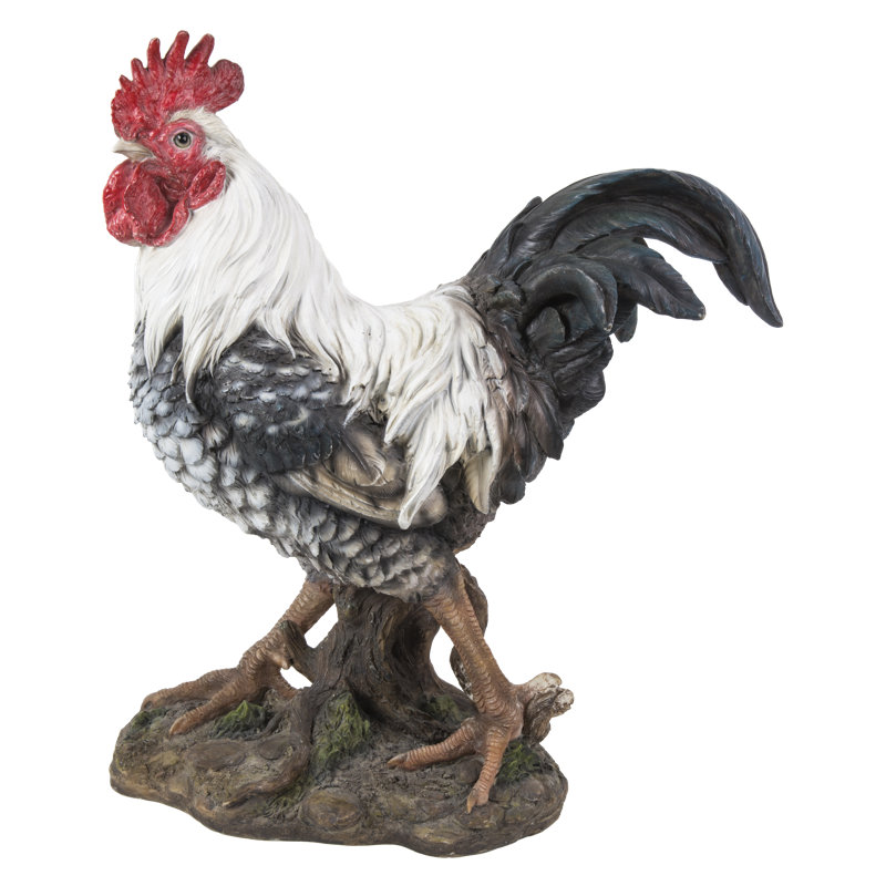 Statue coq, Blanc/rouge