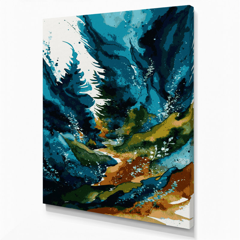 Aquarelle, paysage, 58, art mural sur toile verte, H 20 po x l 30 po
