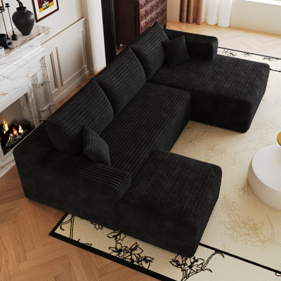 Canapé modulaire de 103 po avec 1 repose-pieds Cloud, canapé rembourré minimaliste moderne, canapé de coin à assise profonde, aucun assemblage requis