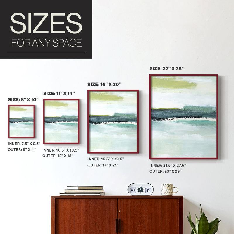 Sea Sea Layers III, reproduction encadrée - bois massif, H 30 po x l 24 po, Rouge