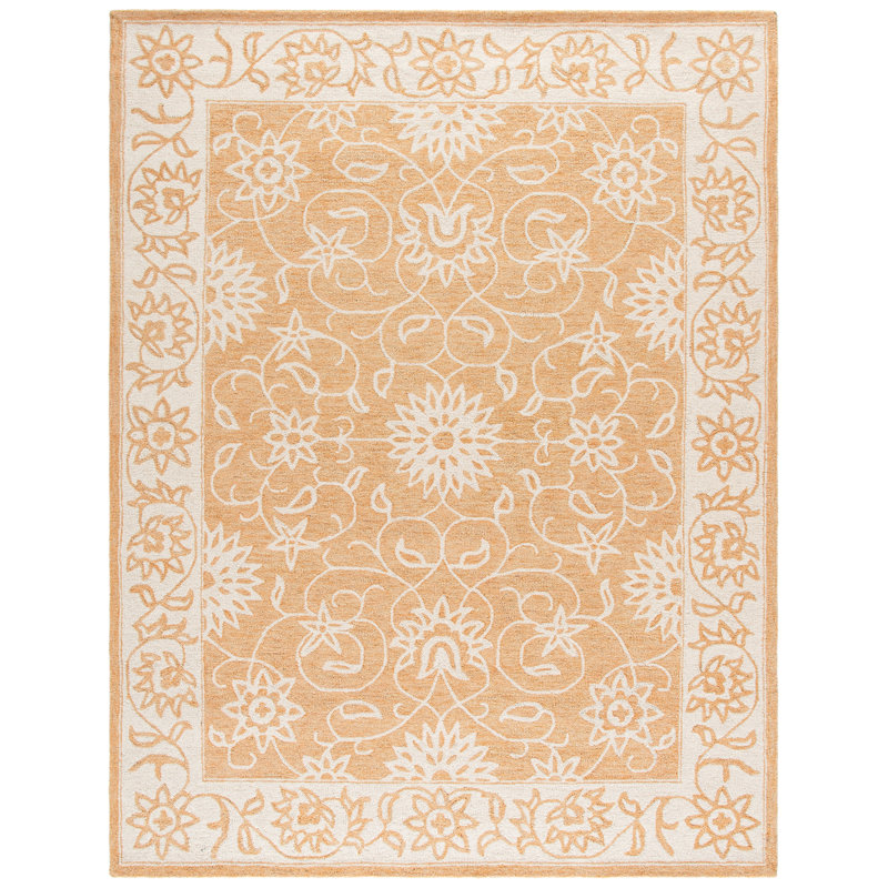 Abraya Hand Tufted Wool Floral Rug, Rectangle 8' x 10'